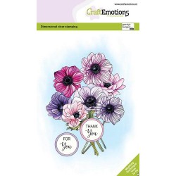 (1362)CraftEmotions clearstamps A6 - Bouquet anemones and seal label