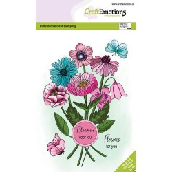 (1363)CraftEmotions clearstamps A6 - Bouquet flower mix and seal label