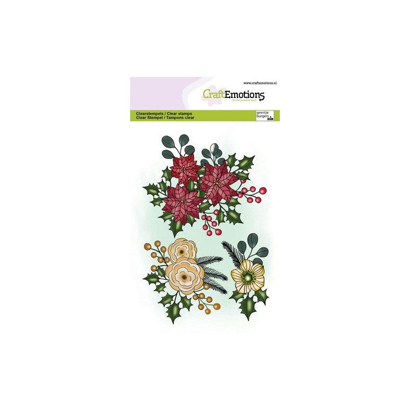 (1366)CraftEmotions clearstamps A6 - Christmas flower bouquets