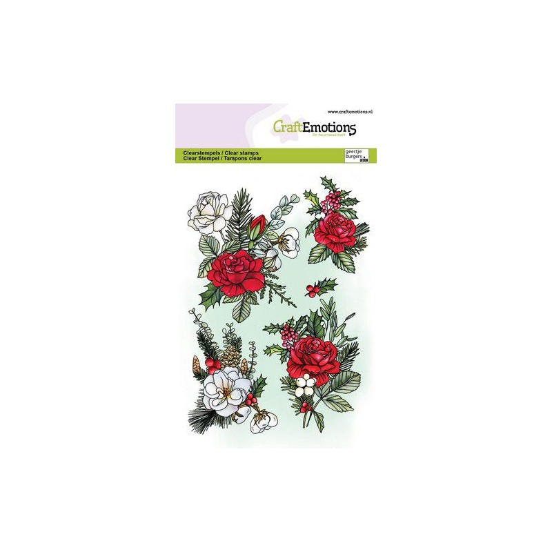 (1368)CraftEmotions clearstamps A6 - Christmas bouquet rose