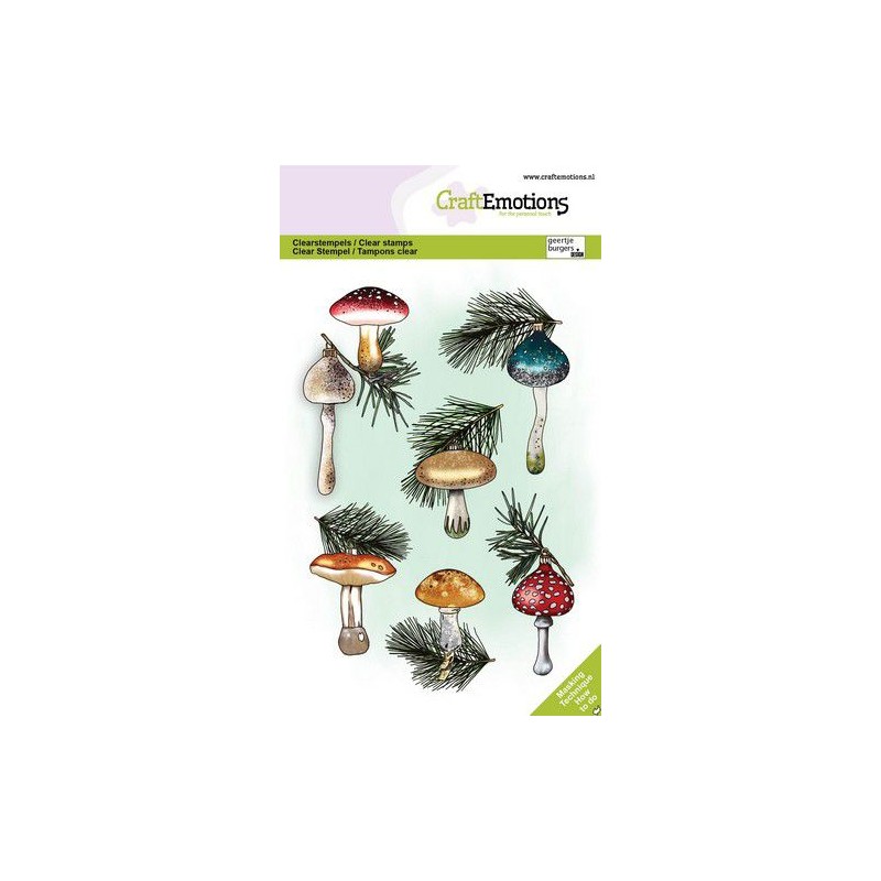 (1369)CraftEmotions clearstamps A6 - Christmas baubles mushroom