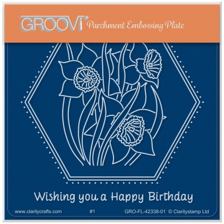 (GRO-FL-42338-01)Groovi® Baby plate A6 HAPPY BIRTHDAY DAFFODILS