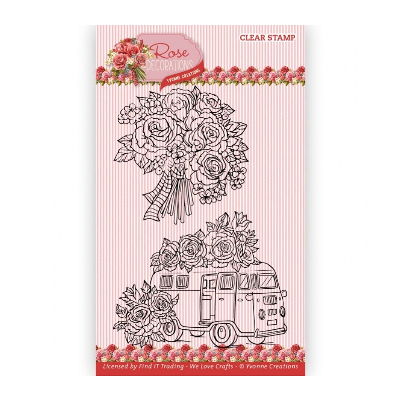 (YCCS10085)Clear Stamps - Yvonne Creations - Rose Decorations - Suitcase