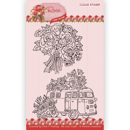 (YCCS10085)Clear Stamps - Yvonne Creations - Rose Decorations - Suitcase