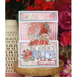 (YCCS10085)Clear Stamps - Yvonne Creations - Rose Decorations - Suitcase