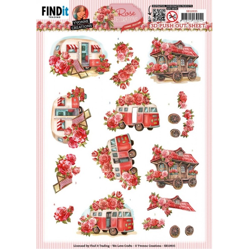 (SB10935)3D Push Out - Yvonne Creations - Rose Decorations - Rose Transport