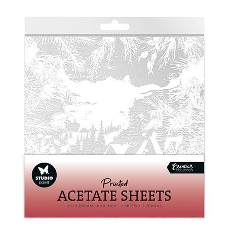 (SL-ES-ACS07)Studio Light Acetate sheet Snowy town, pine & verses Essentials nr.07