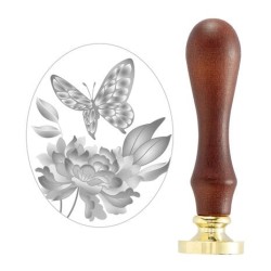 (WS3D-003)Spellbinders Peony Butterfly 3D Wax Seal Stamp