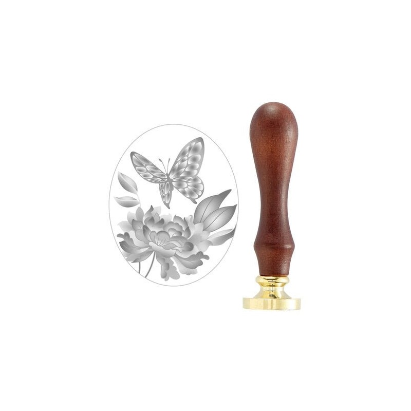 (WS3D-003)Spellbinders Peony Butterfly 3D Wax Seal Stamp