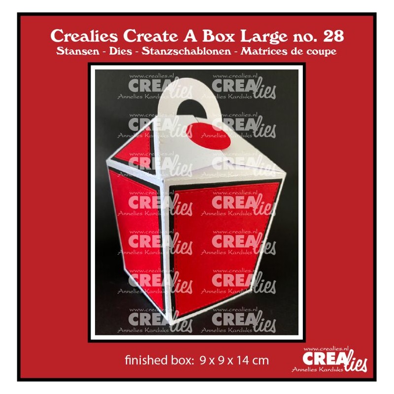 (CCABL28)Crealies Create A Box Closed Take Out Box with handle Large finished box: 9x9x14cm