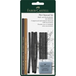 (FC-112996)Faber Castell Pitt Charcoal set compressed and natural charcoal with accessoires