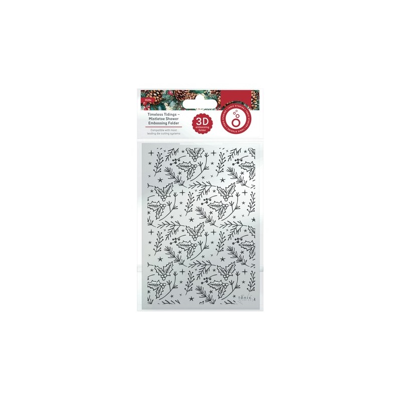 (5526e)Tonic Studios • Timeless Tidings 3D Embossing Folder Mistletoe Shower