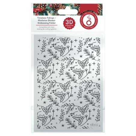 (5526e)Tonic Studios • Timeless Tidings 3D Embossing Folder Mistletoe Shower