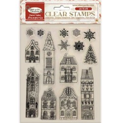(WTK196)Stamperia Gear up for Christmas Clear Stamps Cozy Houses