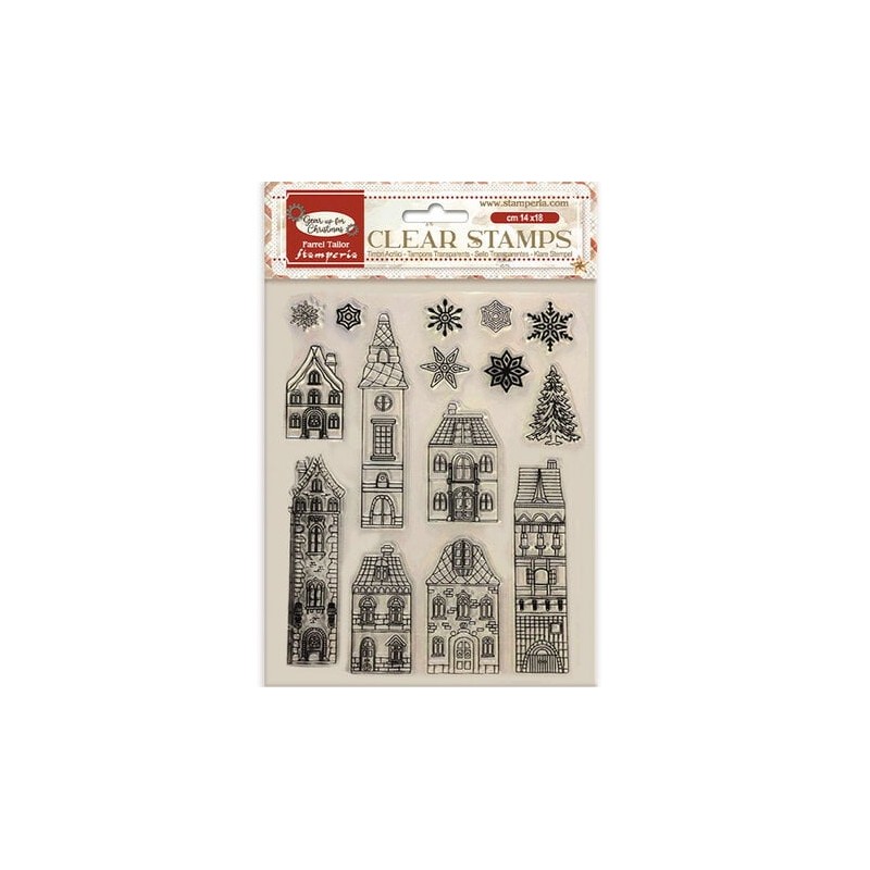 (WTK196)Stamperia Gear up for Christmas Clear Stamps Cozy Houses