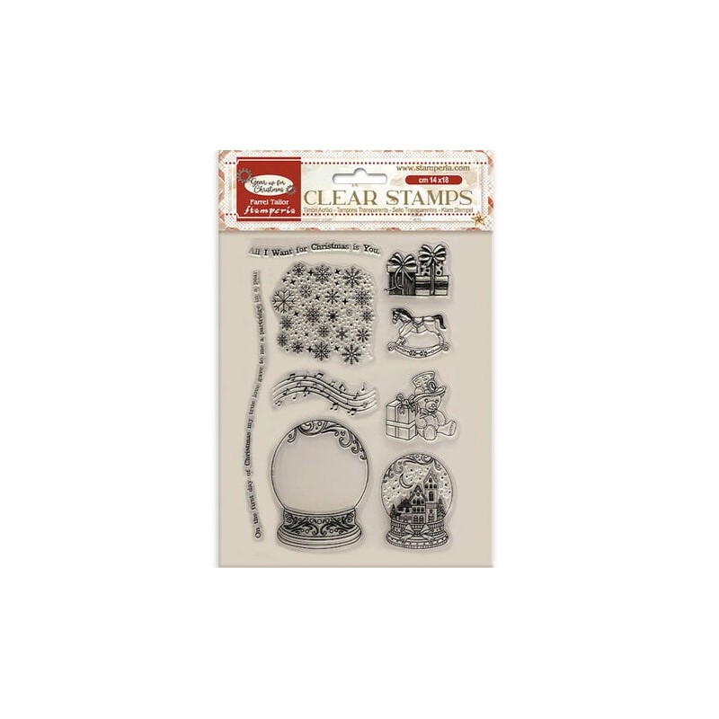 (WTK197)Stamperia Gear up for Christmas Clear Stamps Snowglobes