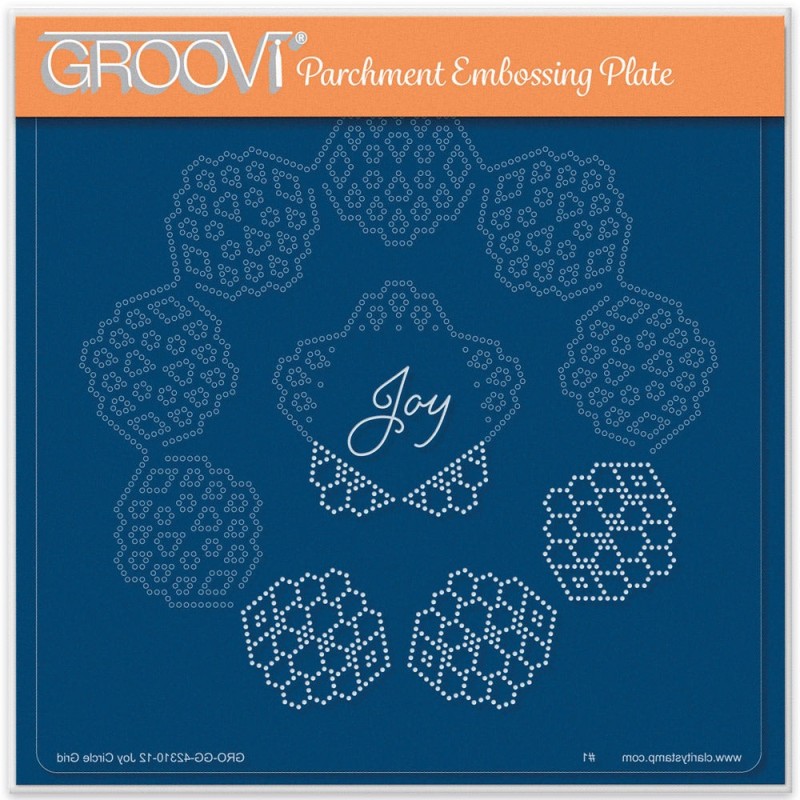 (GRO-GG-42310-12)Groovi Grid Plate A5 JOSIE'S JOY - CIRCULAR (DIAGONAL) LACE DUET