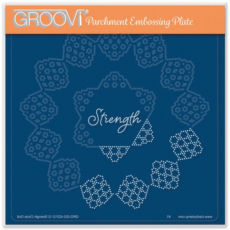 (GRO-GG-42312-12)Groovi Grid Plate A5 JOSIE'S STRENGTH - CIRCULAR (DIAGONAL) LACE DUET