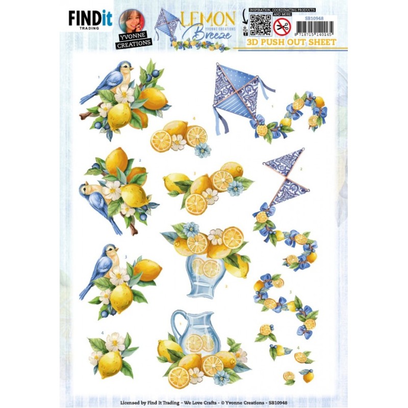 (SB10948)3D Push Out - Yvonne Creations - Lemon Breeze - Lemon Bird