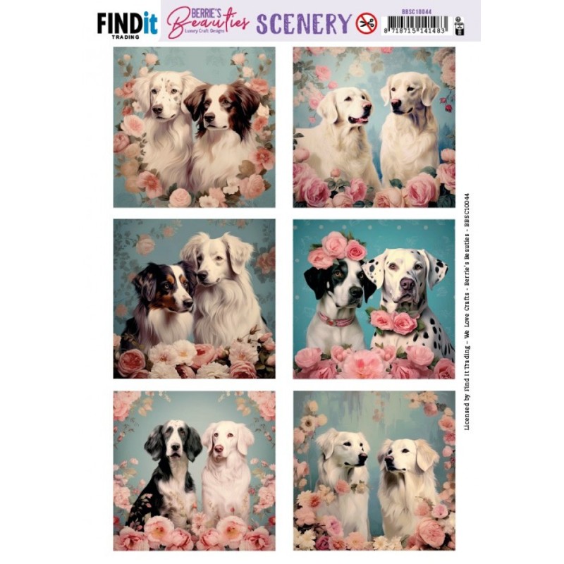 (BBSC10044)Scenery Push Out - Berries Beauties - Pretty Pups - Square