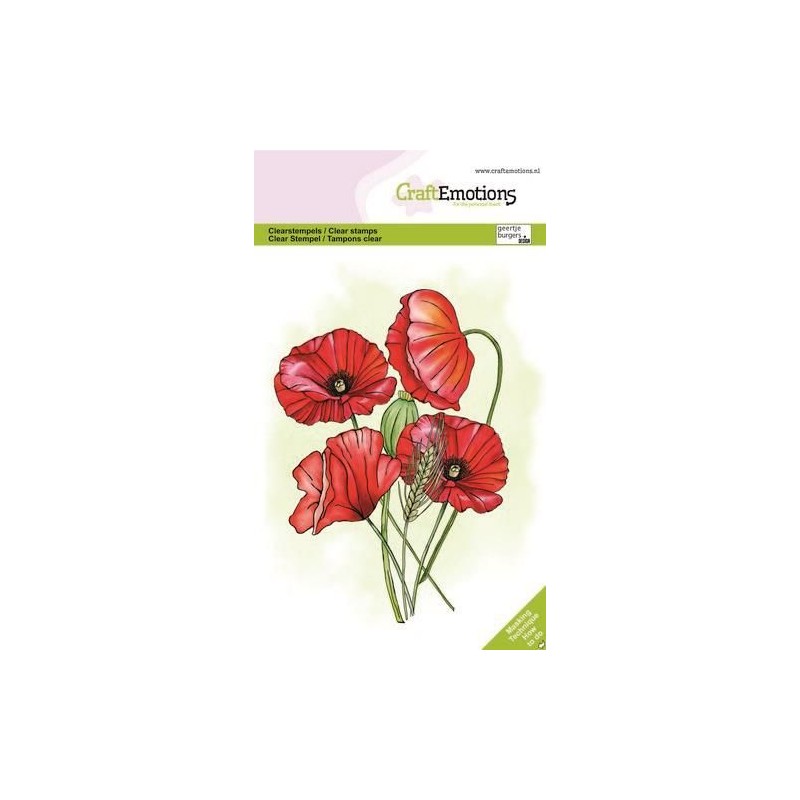 (1379)CraftEmotions clearstamps A6 - Poppies