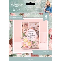 (S-CR-CA-ST-CHSP)Crafter's Companion Christmas Rose Clear Stamp Christmas Sparkle