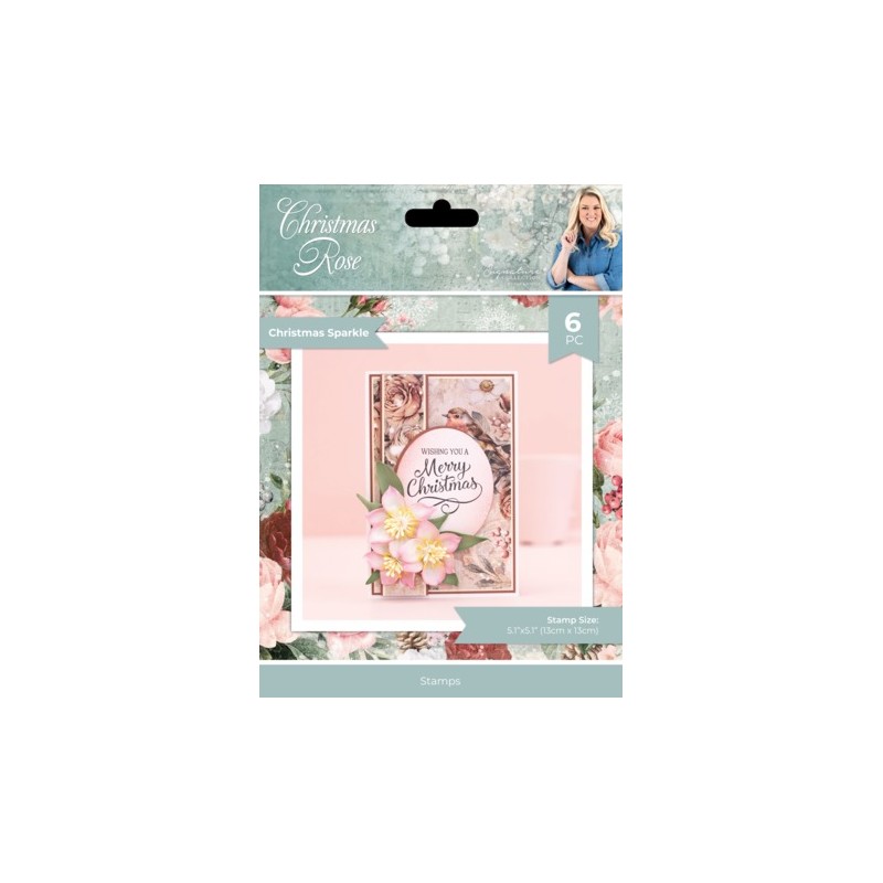 (S-CR-CA-ST-CHSP)Crafter's Companion Christmas Rose Clear Stamp Christmas Sparkle