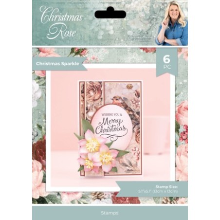 (S-CR-CA-ST-CHSP)Crafter's Companion Christmas Rose Clear Stamp Christmas Sparkle