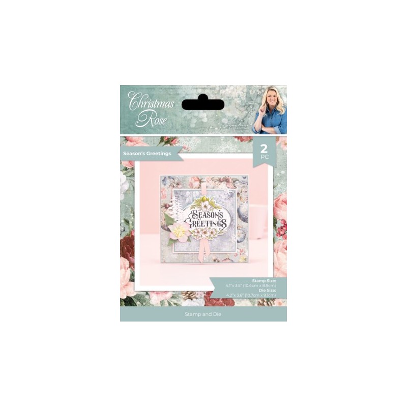 (S-CR-STD-SEGR)Crafter's Companion Christmas Rose Stamp & Die Seasons Greetings