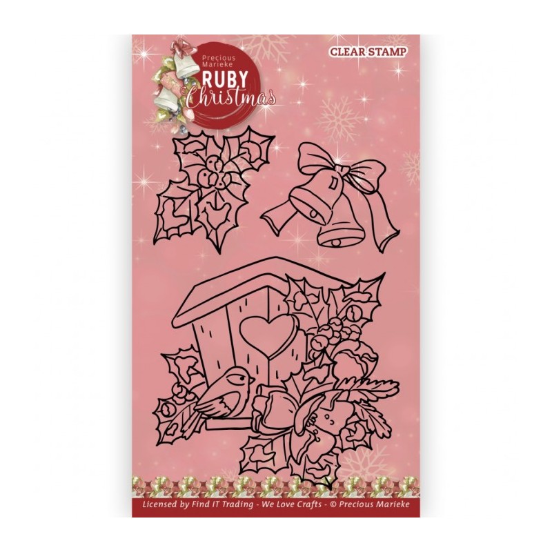 (PMCS10054)Clear Stamps - Precious Marieke - Ruby Christmas - Ruby Birdhouse