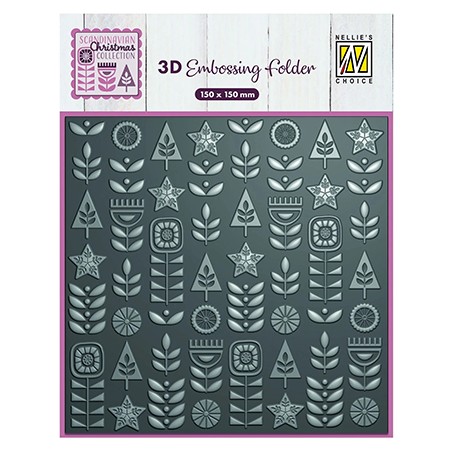 (EF3D093)Nellie's Choice Embossing Scandinavian Flowers