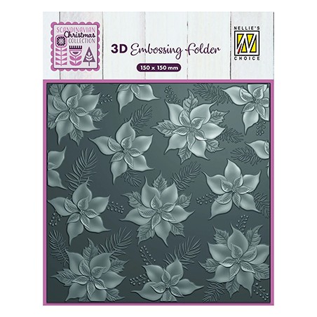 (EF3D097)Nellie's Choice Embossing Poinsettia