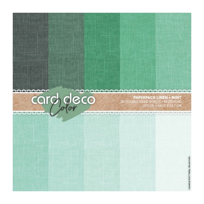 (CDCPPA412001)Card Deco Color Paperpack – Linen - Mint - A4