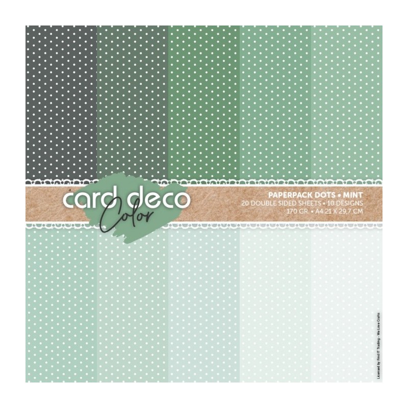 (CDCPPA414001)Card Deco Color Paperpack – Dots – Mint - A4