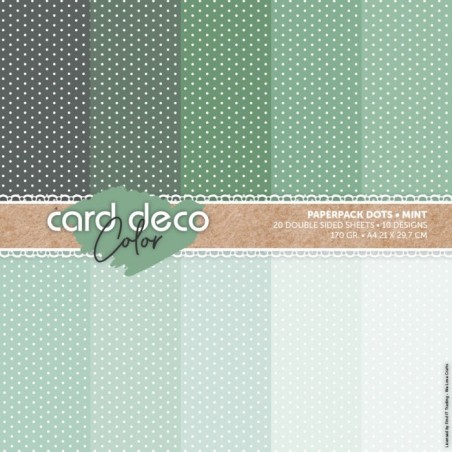 (CDCPPA414001)Card Deco Color Paperpack – Dots – Mint - A4