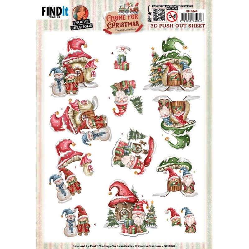 (SB10949)3D Push Out - Yvonne Creations - Gnome for Christmas - Gnome Houses