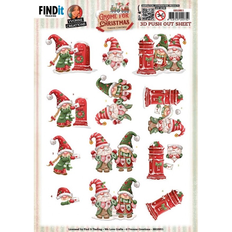 (SB10951)3D Push Out - Yvonne Creations - Gnome for Christmas - Gnome Letter