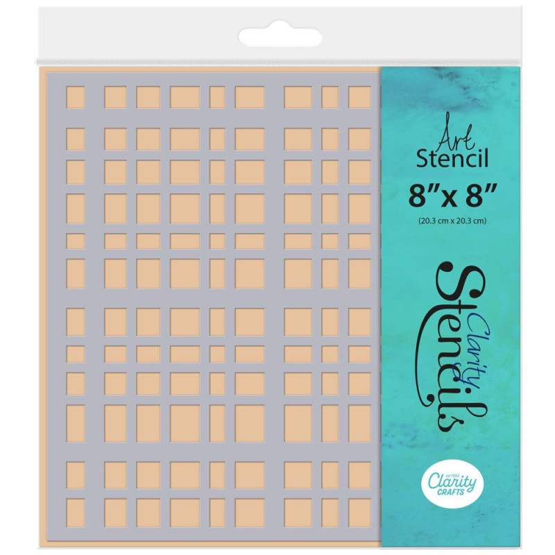 (STE-PA-01032-88)Claritystamp Art Stencil Plaids - Thick & Thin 8" x 8"