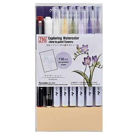 (EW-2)ZIG  How to paint Flowers kit 2, Gradation