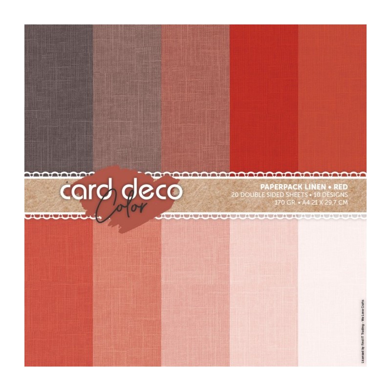 (CDCPPA412002)Card Deco Color Paperpack - Linen - Red - A4