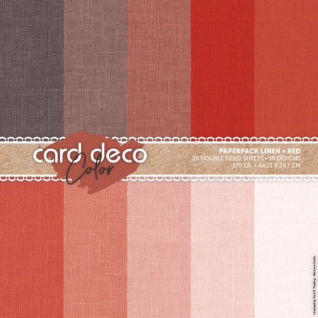 (CDCPPA412002)Card Deco Color Paperpack - Linen - Red - A4