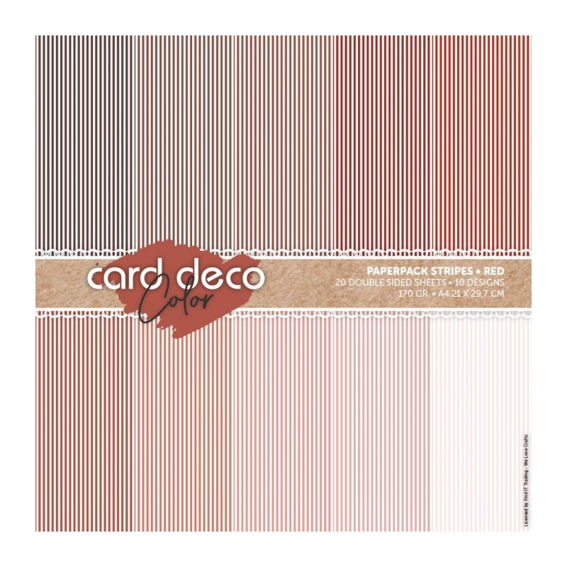 (CDCPPA413002)Card Deco Color Paperpack - Linen - Red - A4