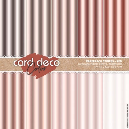 (CDCPPA413002)Card Deco Color Paperpack - Linen - Red - A4