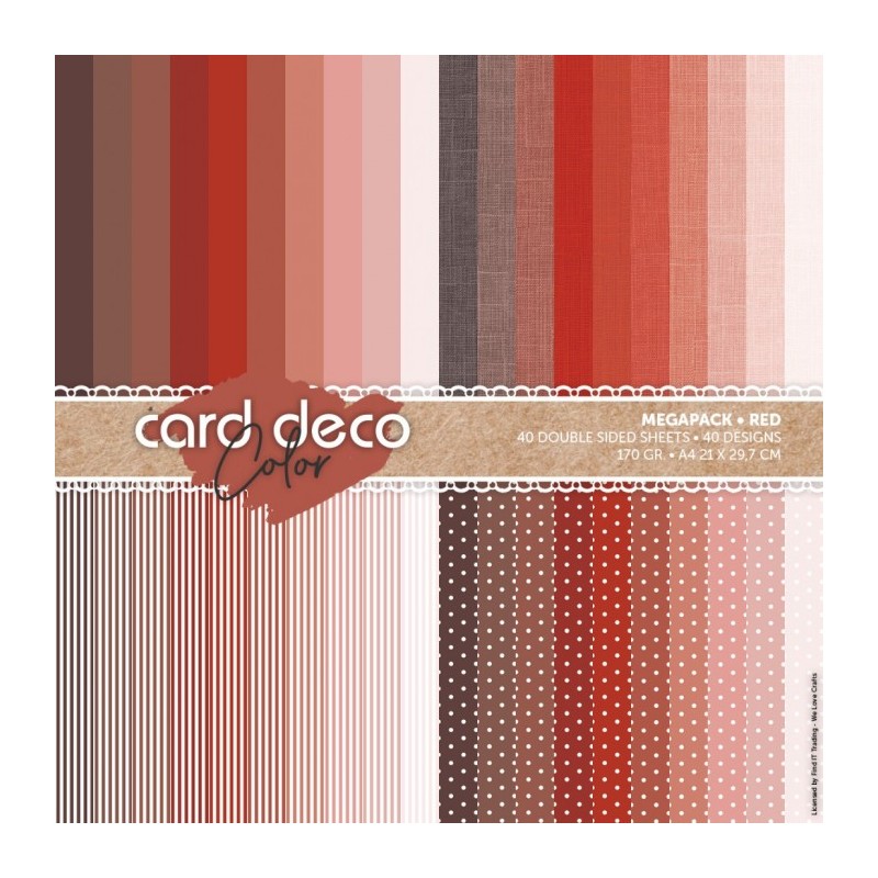 (CDCPPA419002)Card Deco Color Paperpack -Megapack - Red - A4