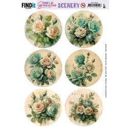 (BBSC10045)Push-Out Scenery - Berries Beauties - Blue Roses - Round