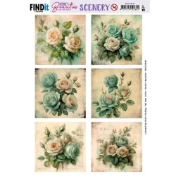 (BBSC10046)Push-Out Scenery - Berries Beauties - Blue Roses - Square