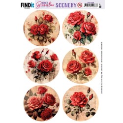 (BBSC10049)Push-Out Scenery - Berries Beauties - Red Roses - Round