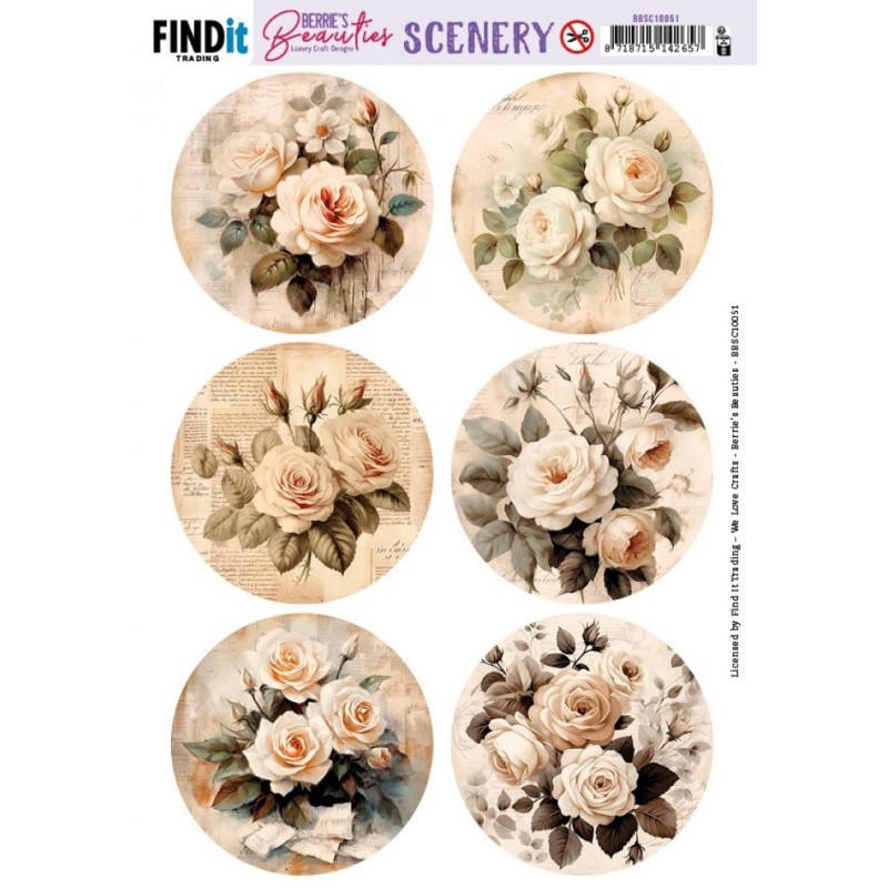 (BBSC10051)Push-Out Scenery - Berries Beauties - Brocante Roses - Round