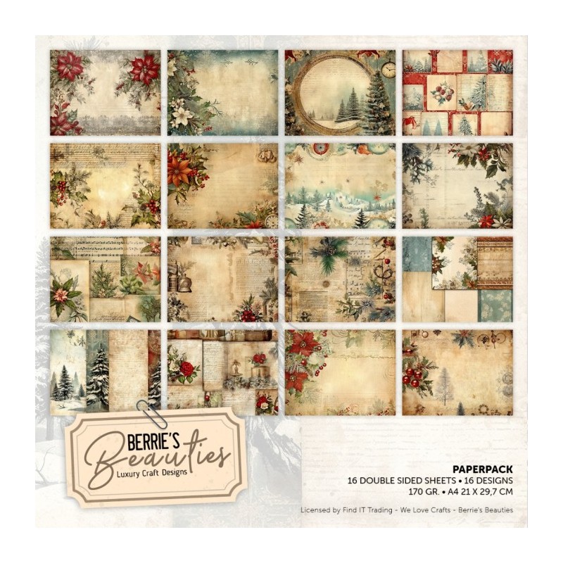 (BBPPA410003)Paperpack - Berries Beauties - Vintage Christmas - A4