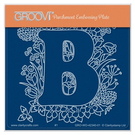 (GRO-WO-42340-01)Groovi® Baby plate A6 Linda's Floral Alphabet - Letter B